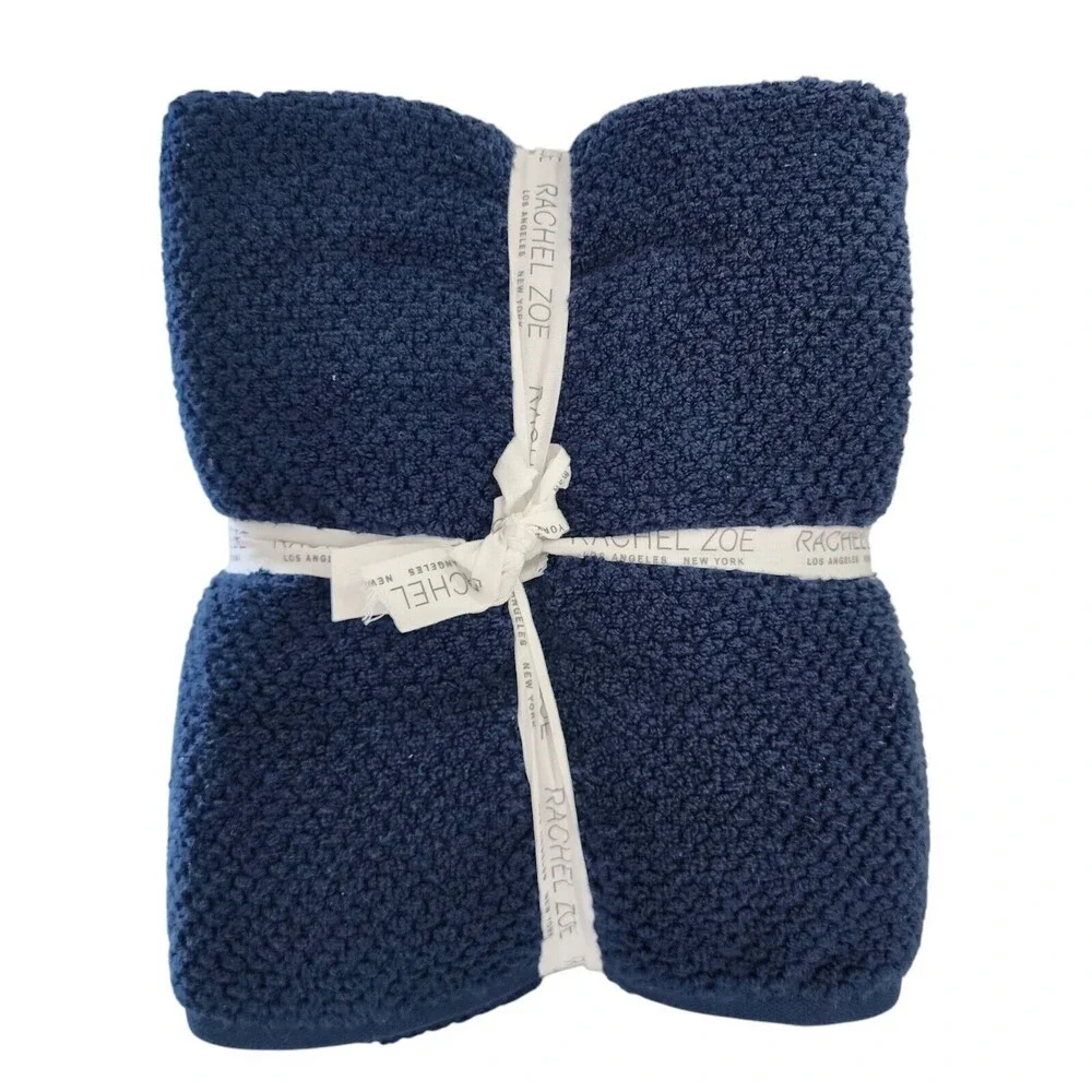 Rachel Zoe 6pc Navy Blue Cotton Towel Set 2 Bath‎ 2 Hand 2 Washcloths Quick Dry
